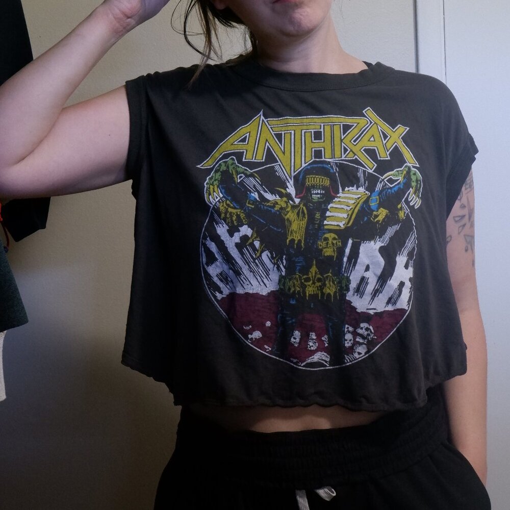 Cropped Anthrax Band T Band Tee Tank Metal 80s Thrash